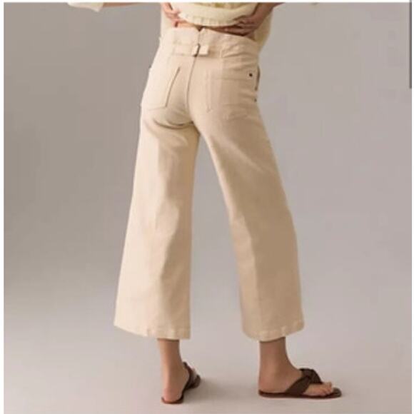 Anthropologie Pilcro The Kit Cropped Wide-Leg Trouser Jeans 28 Color: Cream - Picture 2 of 12